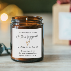 Hampers and Gifts to the UK - Send the Personalised Engagement Gift Candle 